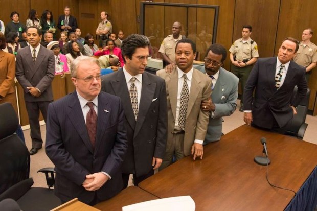 THE PEOPLE v. O.J. SIMPSON: AMERICAN CRIME STORY “The “Verdict” Episode 110 (Airs Tuesday, April 5, 10:00 pm/ep) -- Pictured: (l-r) Nathan Lane as F. Lee Bailey, David Schwimmer as Robert Kardashian, Cuba Gooding, Jr. as O.J. Simpson, Courtney B. Vance as Johnnie Cochran, John Travolta as Robert Shapiro. CR: Prashant Gupta/FX